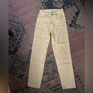 ARJE womens Light Yellow Straight-Leg linen and viscose pants size 4